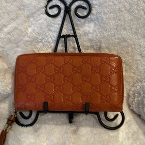 Gucci Logo Orange  Leather Wallet